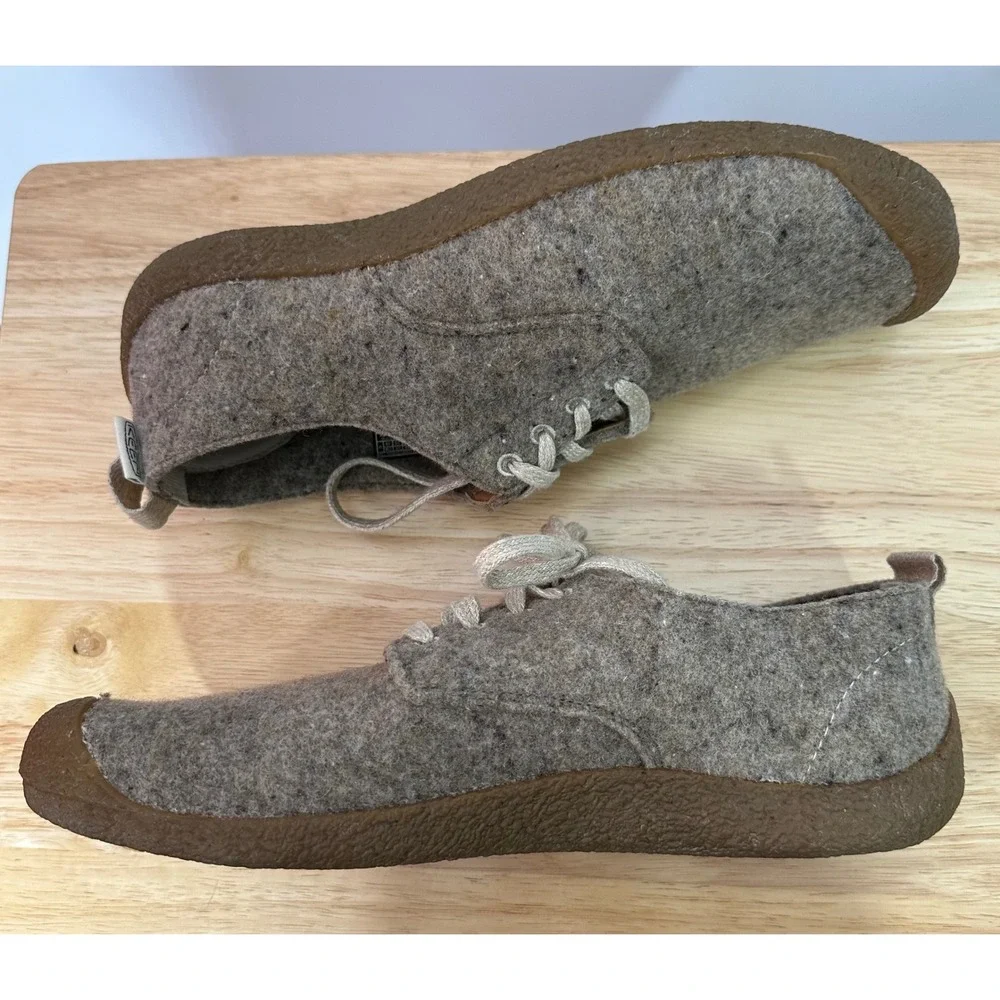 KEEN Mens Mossy Derby Shoes 11 Taupe Felt/Birch Recycled‎ Wool Comfort Casual